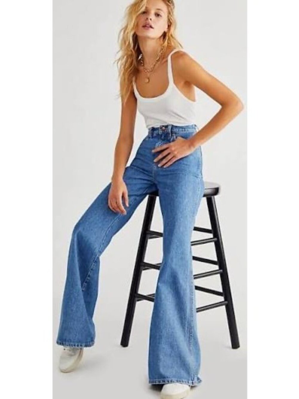 Wrangler Wanderer High-Rise Flare Jeans Denim Blue Size 27 New With Tag - Picture 12 of 16